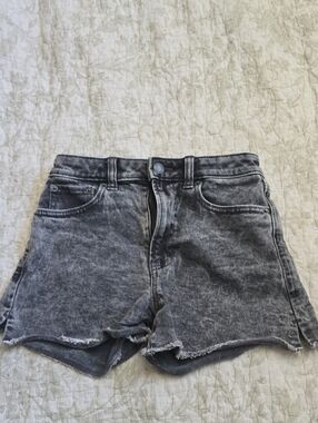 High-Rise Black Wash Denim Shorts